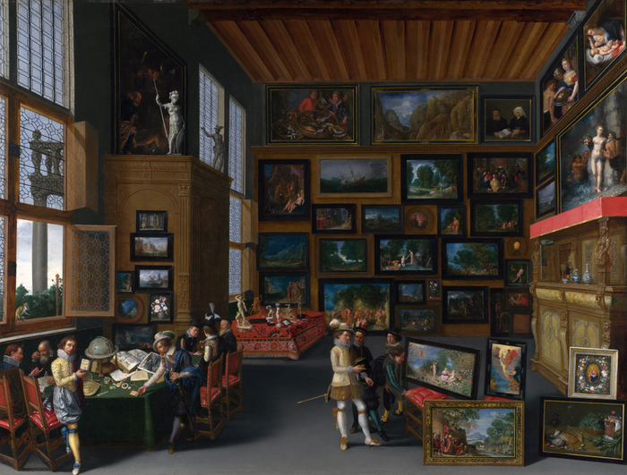 Неизвестный художник. Знатоки искусства в комнате с живописью. Около 1620. Национальная галерея, Лондон