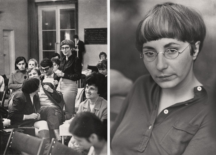 Слева: Ирене Рунге во время дискуссии в вечерней школе. 1969. Справа: Ирене Рунге в 1970 году. Фото из личного архива Ирене Рунге